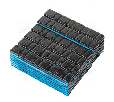 Грузики самоклеящиеся (4х5+4х10 г) Fe закругленные L=14 см, черные, 50 лент Артикул: W510FR3B