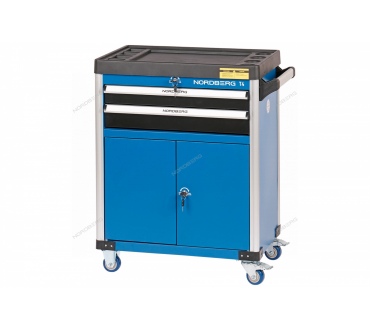 Тележка инструментальная, 2 выдвижных ящика, 2 полки с дверцами Артикул: T4