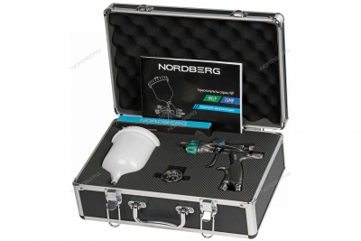 Краскопульт HVLP с верхним бачком, сопло 1,3 мм, алюминиевый кейс Артикул: NP7015