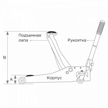 ДОМКРАТ ПОДКАТНОЙ 3 Т, НИЗКОПРОФИЛЬНЫЙ KING TONY 9TYT133-03A-B