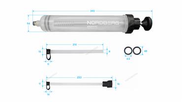 Шприц для заливки масла пластиковый с комплектом насадок, 500 мл      NO1550