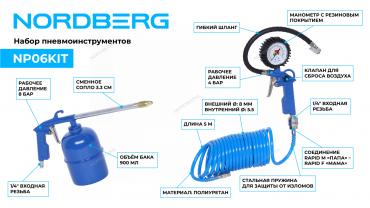 Набор пневмоинструментов, 5 предметов Артикул: NP06KIT