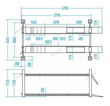 Подъемник четырехстоечный 5 т, c ручной траверсой 3 т N433, для сход-развала, электростопоры Артикул: 4450J_EB(M)
