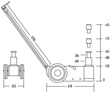 Домкрат пневмогидравлический 20-40 тонн NORDBERG N402