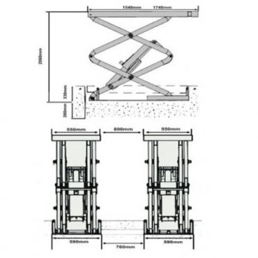 F6105 Подъемник ножничный AE&T под пороги г/п 3000 кг