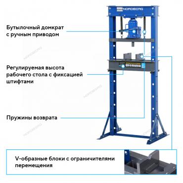 Пресс гидравлический, 20 т, силовое устройство - домкрат Артикул: N3622JL
