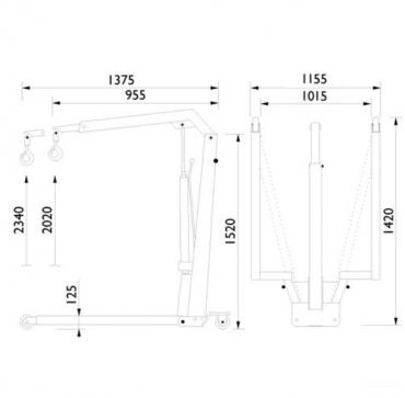 Кран гидравлический складной для паллет г/п 1100 кг AC hydraulic WJN10-EUR