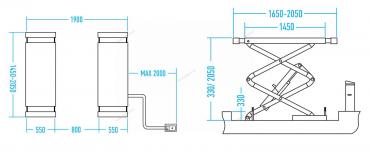 Подъемник ножничный 3,5 т, с встроенными адаптерами для SUV авто, 380 В, серый N631-3,5G_380