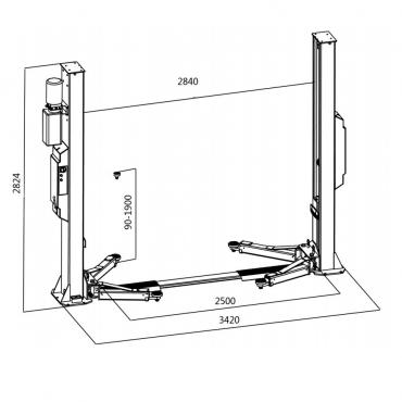 Подъёмник двухстоечный электрогидравлический г/п 4200 кг Everlift EE-62B.42T.M