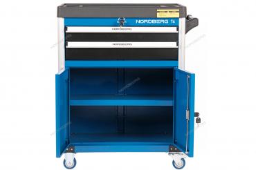 Тележка инструментальная, 2 выдвижных ящика, 2 полки с дверцами Артикул: T4