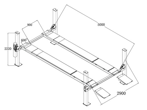 Чертеж подъемника четырехстоечного подъемника